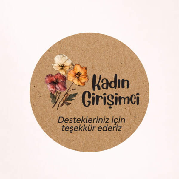 Kadın Girişimci Kraft Sticker / Etiket Baskı M9