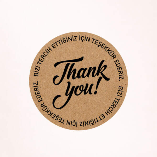 Teşekkür Kraft Sticker / Etiket Baskı M1