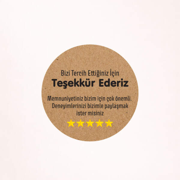Teşekkür Kraft Sticker / Etiket Baskı M17
