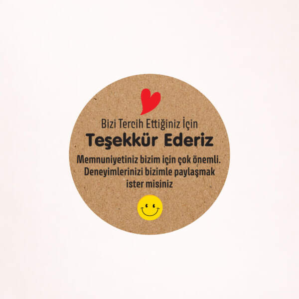 Teşekkür Kraft Sticker / Etiket Baskı M18