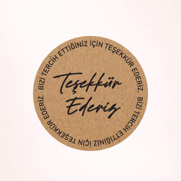 Teşekkür Kraft Sticker / Etiket Baskı M20