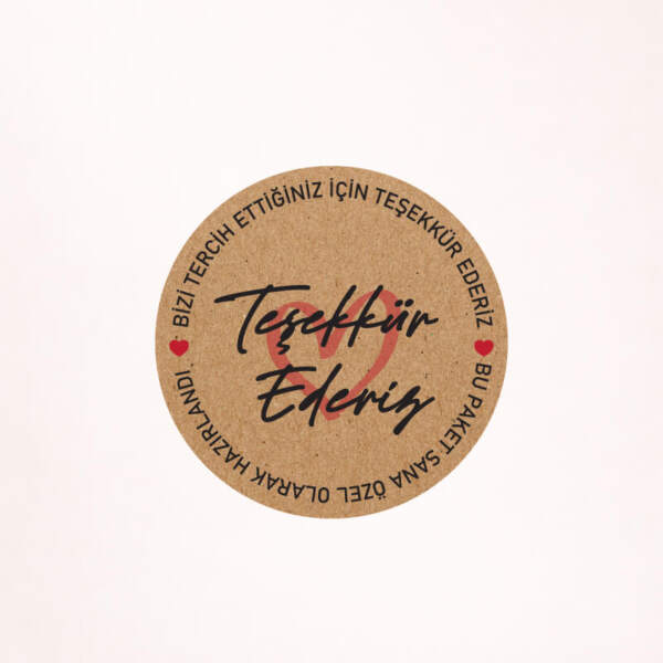 Teşekkür Kraft Sticker / Etiket Baskı M3