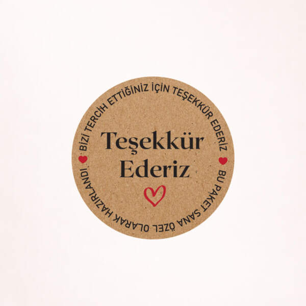 Teşekkür Kraft Sticker / Etiket Baskı M4