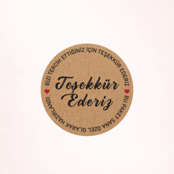 Teşekkür Kraft Sticker / Etiket Baskı M5