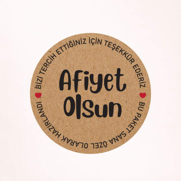 Afiyet Olsun Kraft Sticker / Etiket Baskı M1