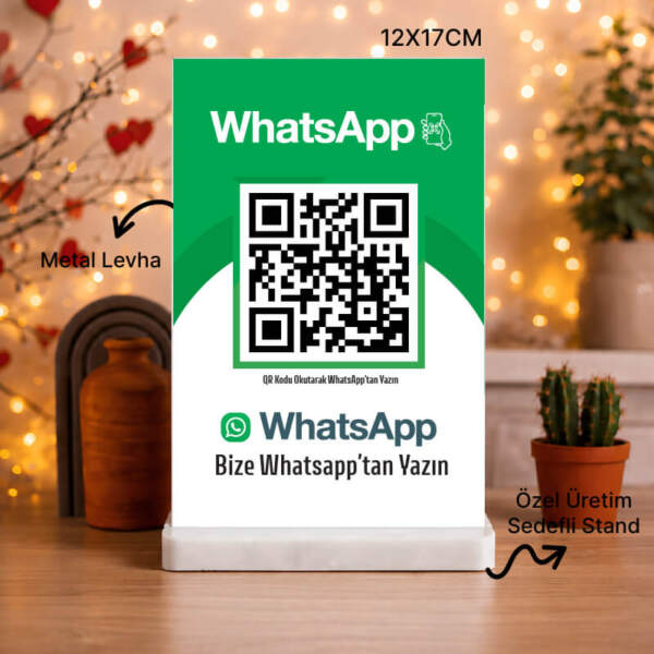 Kişiye Özel Whatsapp QR Kodlu Masa Standı,  Whatsapp QR Kodlu Masa Çerçevesi 12x17cm