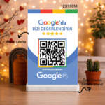 Kişiye Özel Google Yorum QR Kodlu Masa Standı (12x17cm)