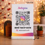 Kişiye Özel Instagram QR Kodlu Masa Standı (12x17cm)