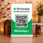 Kişiye Özel Whatsapp QR Kodlu Masa Standı 12x17cm
